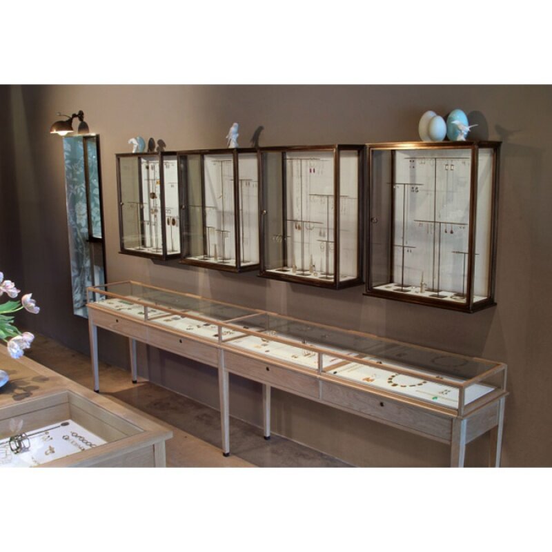 Vitrine commerciale en verre avec lumière LED, vitrine personnalisée, comptoir d'affichage au détail, nouvelle armoire à bijoux, vente à la mode