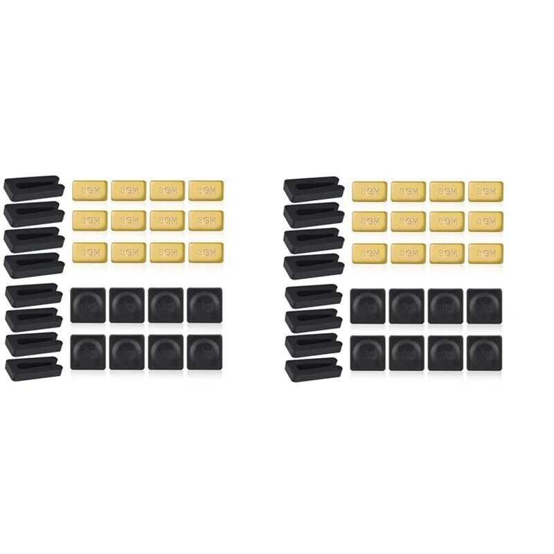 16 Sets Ceiling Fan Blade Balancing Kit Metal Self-Adhesive Gold 3G Weight, Metal Self-Adhesive Black 5G Weight