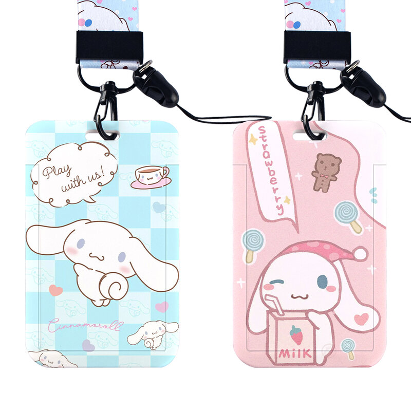 W Sanrio Cinnamoroll Holder Japanese Anime Lanyard Neck Strap for Key ID Card Phone Straps Badge Holder Keyrings Accessories
