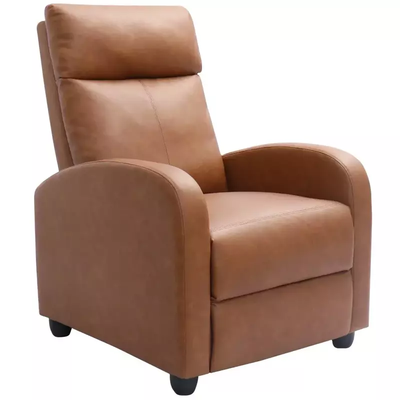 Single Recliner Thick Padded Push Back Recliner With Faux Leather Armchair Backrest Chair Chairs for Living Room Home Furniture