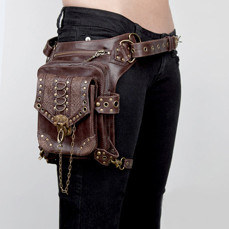 Borsa da moto Steampunk nuova borsa gotica borsa a tracolla da uomo e da donna mini borsa da cintura da viaggio