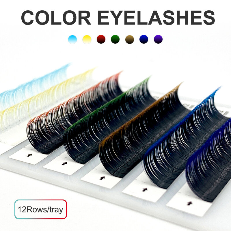 NATUHANA C D Ombre Color Eyelash Extension Individual Faux Mink Eyelashes Colorful False Rainbow Gradient Colored Lashes Makeup