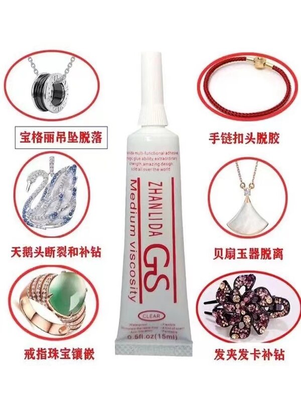 Zhanlida 15ml Strong Glue Jewelry DIY Making Rhinestone Diamond Ring Necklace with Applicator Precision Tip