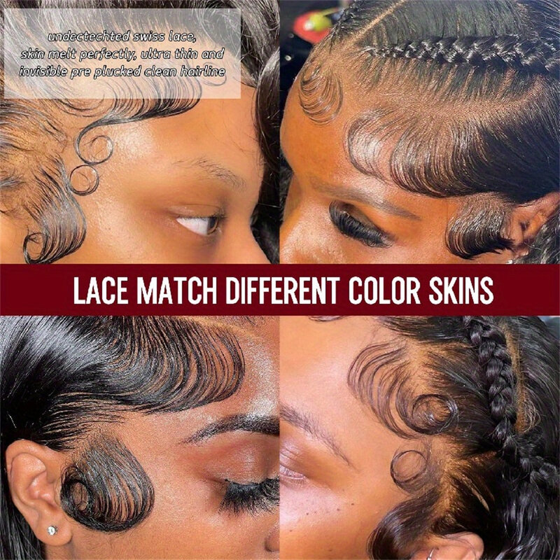Peluca de cabello humano ondulado para mujeres negras, postizo de encaje Frontal Hd de 13x6, 30 y 40 pulgadas, predesplumada brasileña, 13x4
