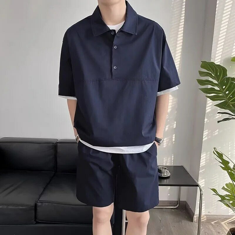 Sommer koreanischen Sporta nzug Jungen lose T-Shirt Studenten Kurzarm einfache fünf Viertel Hosen Advanced Sense Sporta nzug
