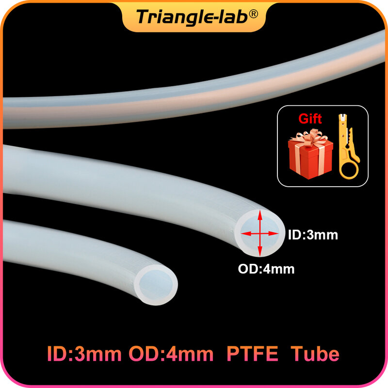 Trianglelab-3 x 4mm ptfe tubo, 3x4mm, id3mm, od4 mm, ptfe liso, tubo de substituição para coelho mma, 1.75mm