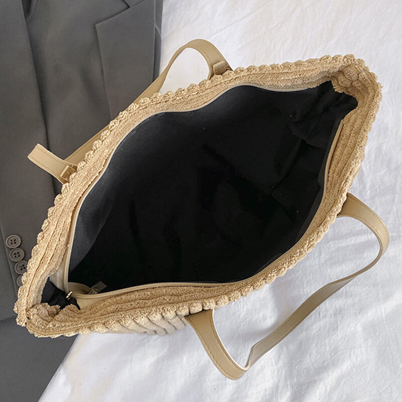 2024 Women's Large Shopper Handbag Brown Leopard Spots Ladies Maillard Stylish Shoulder Bags Female Eco-friendly Canvas Tote Bag