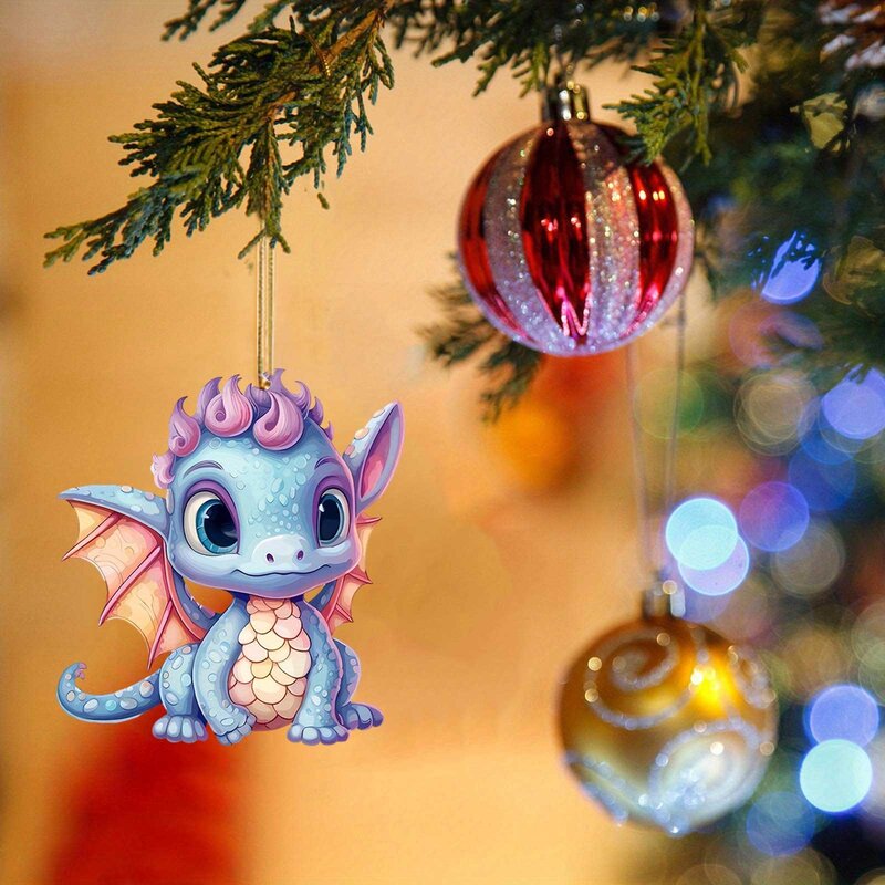 Ornamen Natal naga terbang lucu bayi Ornamen Natal bentuk unik ornamen gantung pohon untuk 2023 hadiah mainan dekorasi rumah pesta Natal