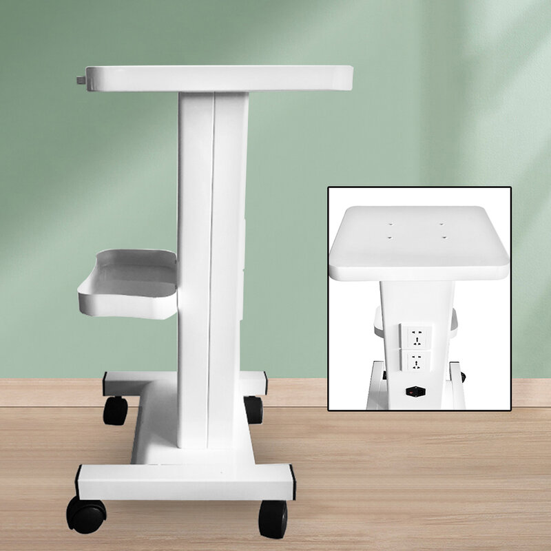 68.5 * 37 * 15cm White Salon SPA Trolley Stand For Cavitation Beauty Machine Instrument Rolling Cart With Storage