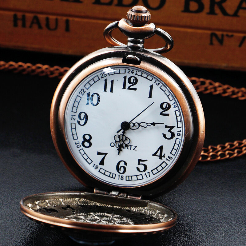 Relógio de bolso retro elegante feminino com corrente, pingente antigo, colar, mulheres