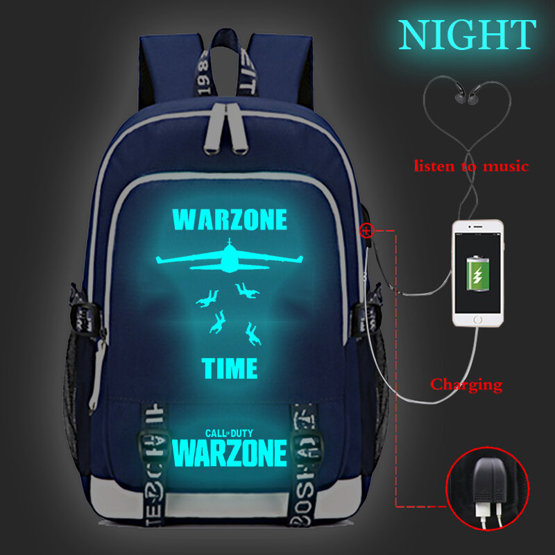 Call Of Duty Warzone Luminous Charge Backpack Large Capacity Travel Bag for Teenage Boys Middle School Backpack Laptop Schoolbag