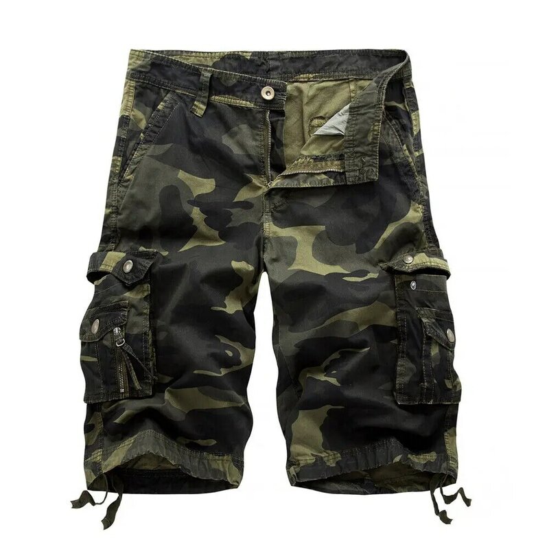 Summer Cargo Shorts Men Camouflage Camo Casual Cotton Multi-Pocket Baggy Loose Work Shorts Streetwear HipHop Shorts 30-42