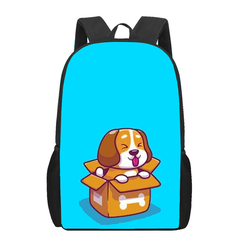 Tas punggung motif kartun anak anjing 3D tas buku siswa anak laki-laki perempuan tas ransel kasual harian Remaja tas Laptop ransel bepergian