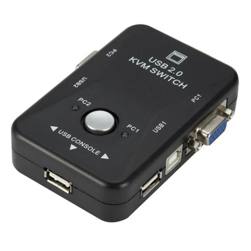 2 Port USB 2.0 KVM Switch USB-B VGA SVGA Selector Splitter Box for 2 Computers Share One Monitor Mouse Keyboard Printer Scanner