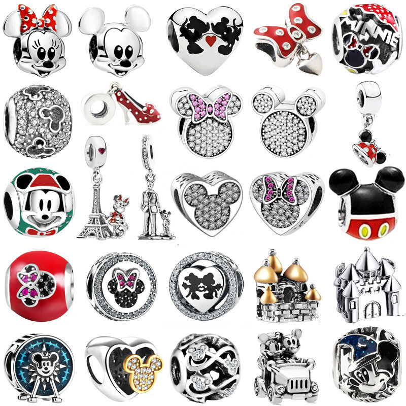 925 argento Mickey Minnie Mouse Disney Charms Bead Pendant Fit bracciali e braccialetti fai da te accessori per gioielli da donna regalo