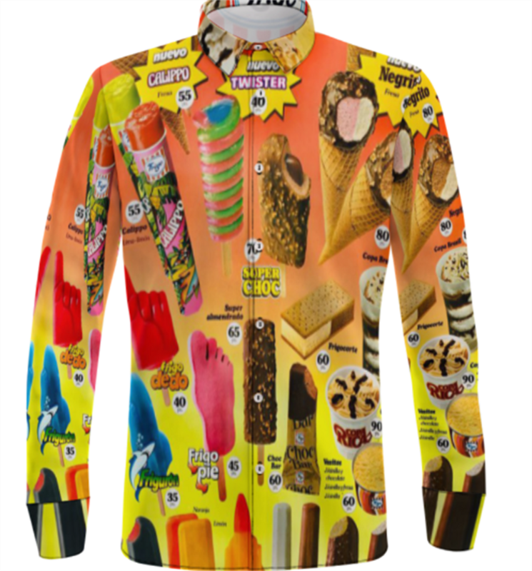 La nuova stampa 3D traspirante allentata alla moda Cool Fashion Ice CreamShirts Beach Party Top maniche lunghe camicie da uomo estive Top da uomo