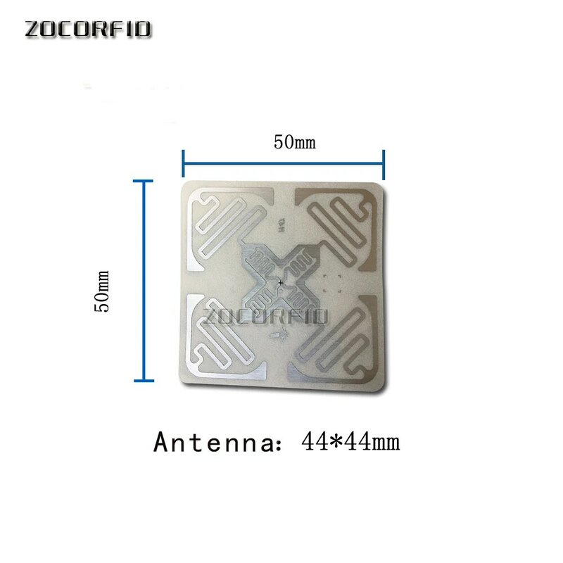 Etiqueta electrónica autoadhesiva RFID, etiqueta autoadhesiva con Chip M4E/ U8, de Radio frecuencia pasiva de 1000 M, UHF, para ropa, 50x50mm, 915 unids/lote