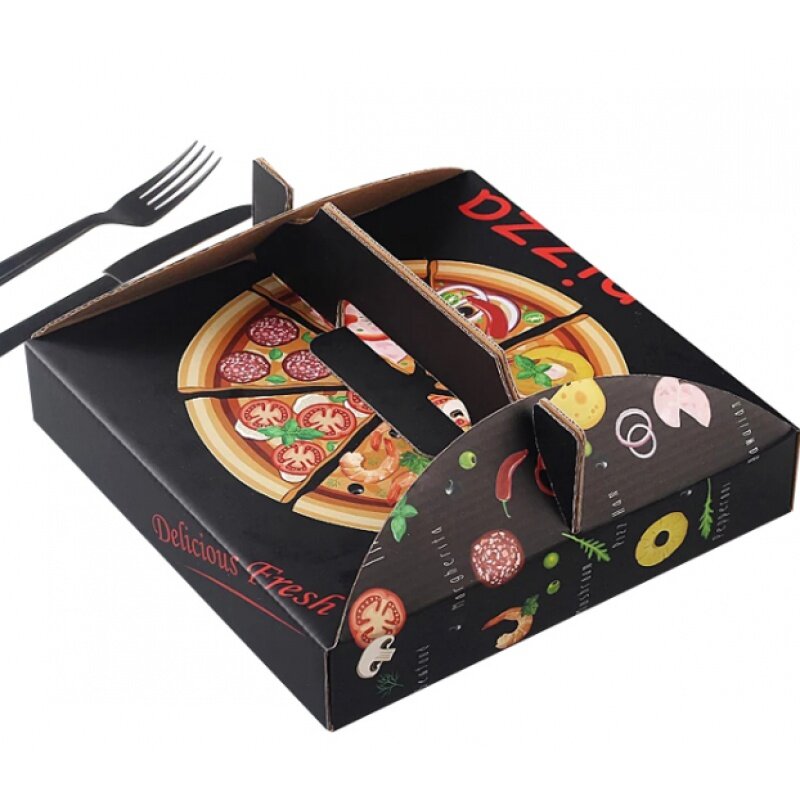 Boîte à pizza ondulée personnalisée de qualité alimentaire, boîte à pizza brodée à trois couches, produit de restaurant, 32x32x4