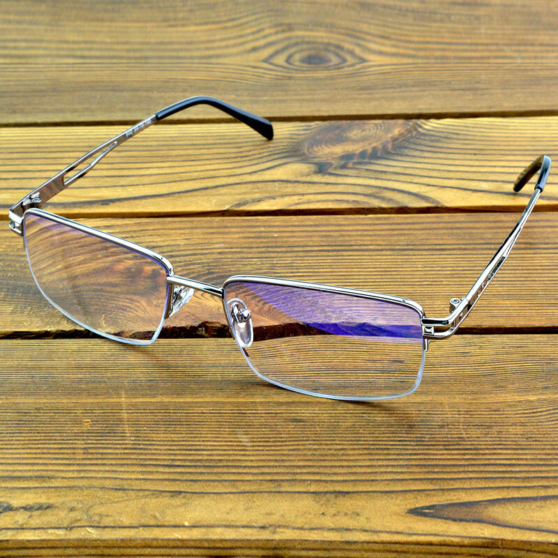 Clasara Visida-男性用プログレッシブ老眼鏡、チタン合金、超軽量、ハーフリム、1〜4