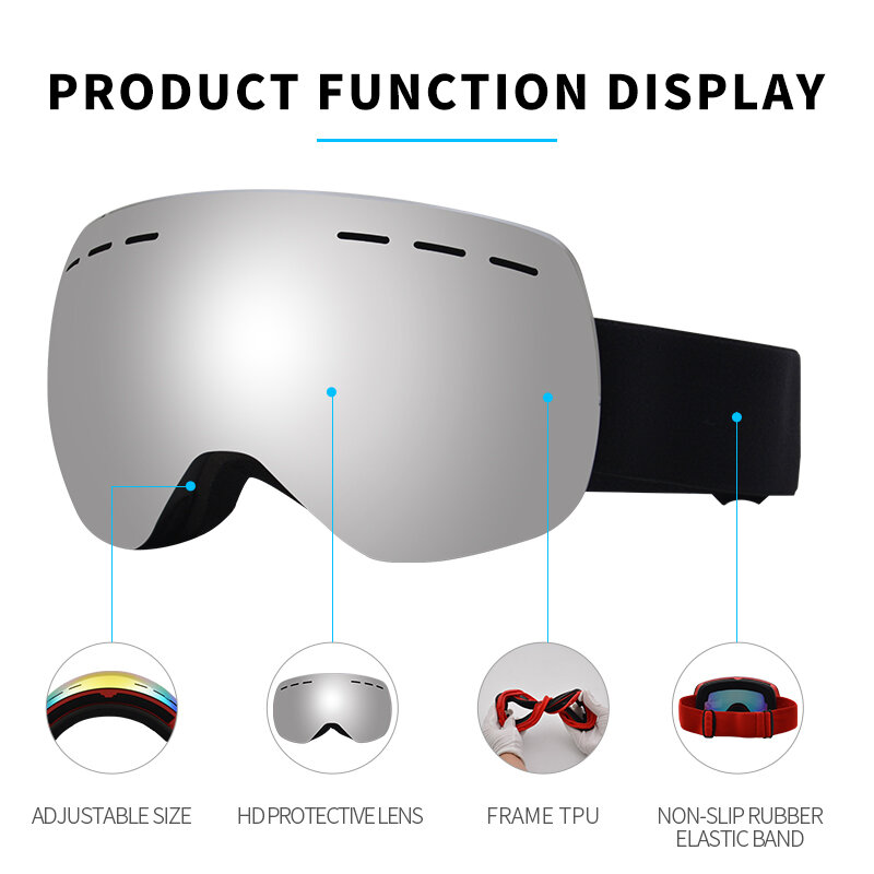 YOOLENS Outdoor Ski Goggles Frameless 100% UV400 Protection Snow Goggles for Men Women Snowboard Double Layers Anti-Fog