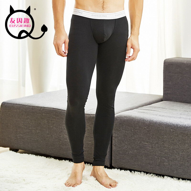 Zimowe męskie kalesony zagęścić Sexy męskie spodnie spodnie piżamy niski wzrost mocno Legging etui ciepłe kalesony rozmiar M L XL XXL