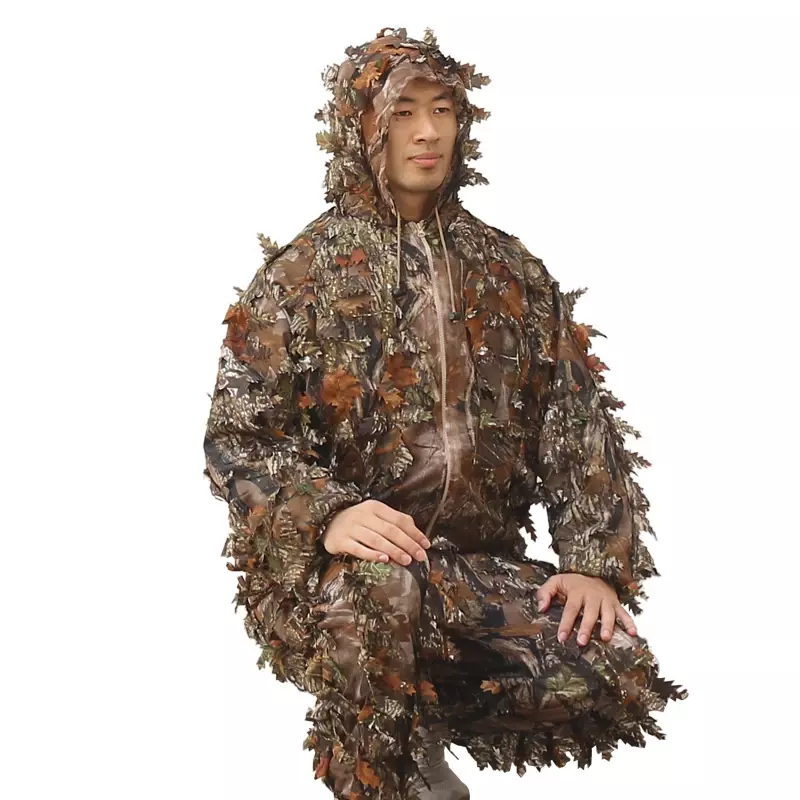3D Leaves Leaf Bionic Ghillie Suits, Roupas de caça com capuz, CS respirável, Observação de aves ao ar livre, Caça Floresta, Sniper Suit