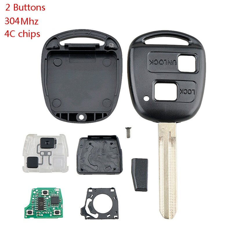 รถ Smart Remote Key 2ปุ่ม4C ชิปรถที่ห้อยกุญแจ Fit สำหรับ Toyota Corolla 2001-2007 304MHZ