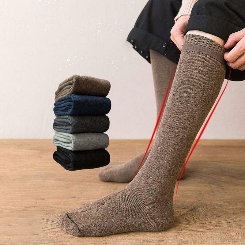 1 paio di calzini lunghi in cotone al ginocchio da uomo inverno spesso caldo compressione tubo alto più velluto maschile Harajuku calze Unisex H0J1