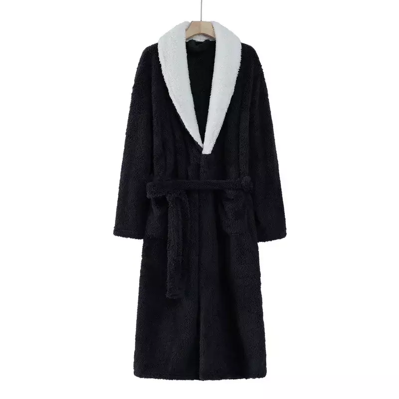 Couple Flannel Velvet Robe Autumn Winter Brand New Lovers Thick Long Embroidery Women Men Warm Clothing Pajamas