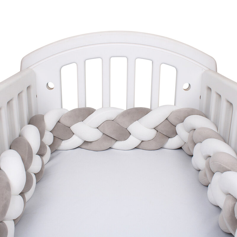 Parachoques de cuna trenzado anudado de 4 hebras, Protector de cuna de algodón, decoración de habitación de bebé, 2,2 M/3M/3,6 M