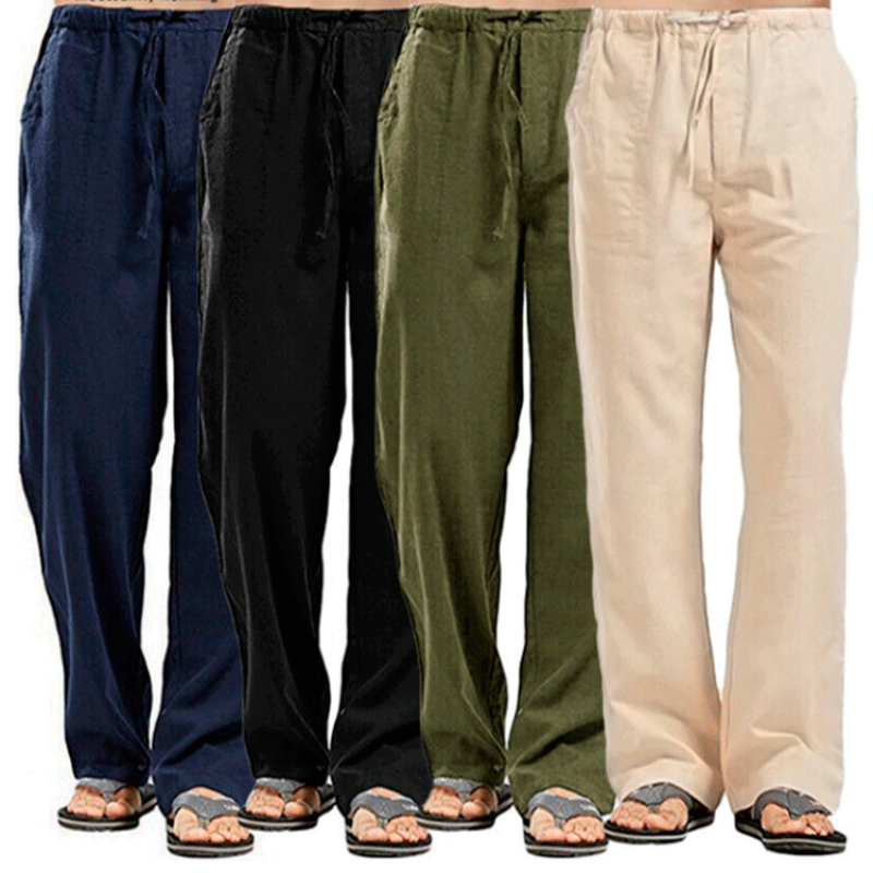 Celana ekstra besar untuk pria, celana panjang olahraga kasual longgar meregang, celana panjang lurus bersirkulasi mode musim panas M-5XL