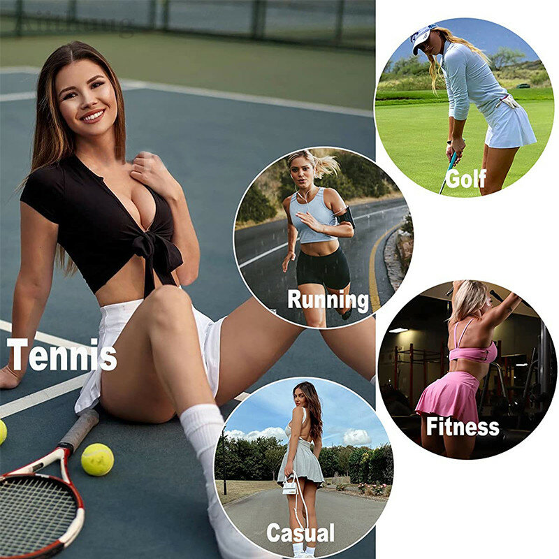 Aiithuug spódnica do tenisa damskie plisowane sportowe buty do golfa Activewear joga bieganie trening sportowy spódnica z kieszeniami Zipper Back