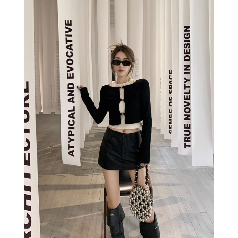 Deeptown Sexy Leather Skirt Vintage Black Coquette Short Skirts Fashion Punk Slim Up High Waisted A-line Street Casual Skirt