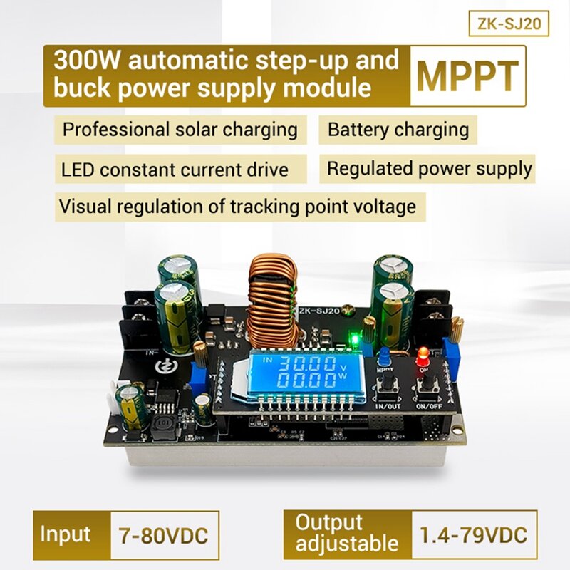 Buck Boost – convertisseur ZK-SJ20 MPPT, Module d'alimentation électrique, carte réglable avec écran LCD