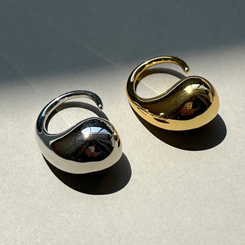 Anillo de gota de agua hecho a mano, anillo de oro Irregular geométrico, regalo de Navidad para fiesta