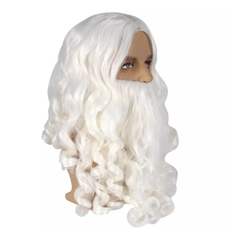 Santa cabelo e barba definida para o Natal, branco, Masquerade Props, festivais