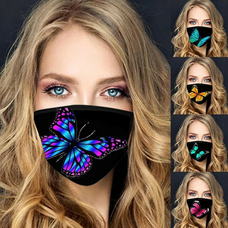 1pc Women'S New Cotton Trendy Mask Fashion Cotton Ear Hanger Mask Cool Animal Print Washable And Reusable Riding Windproof Mask