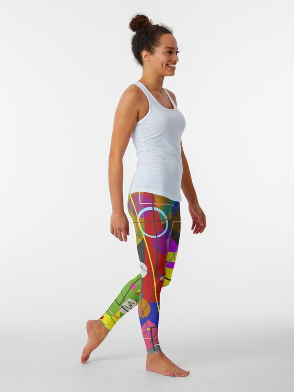 Hipster Retro Bauhaus KandinskyStyle Graphic Design Leggings workout shorts gym's clothing sportswear for gym Womens Leggings