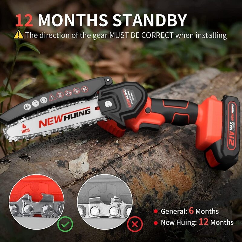 Mini Cordless Chainsaw Kit, Upgraded 6" One-Hand Handheld Electric Portable Chainsaw, 21V Rechargeable Battery Operated