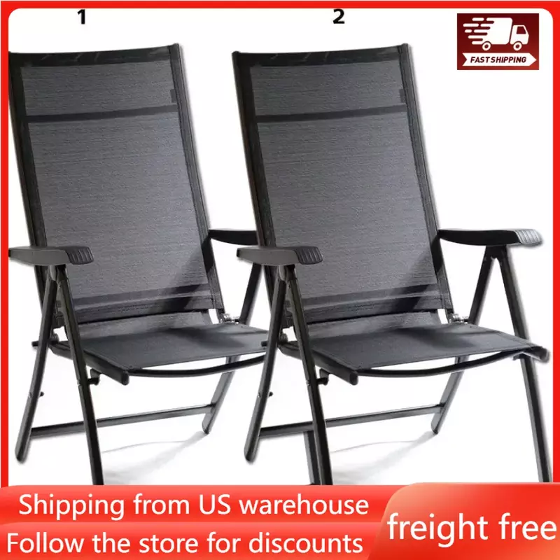 Heavy Duty Adjustable for 7 Different Angles Folding Arm Chair Indoor Outdoor Garden Deck Pool Camping Beach 400 Lbs Capacity