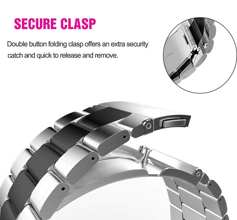 18mm 22mm 20mm Watch Band For Samsung Galaxy Watch 6/5/4/3 40mm 44mm S3 Active 2 Huawei Watch GT4 GT3 Gt2e Stainless Steel Band