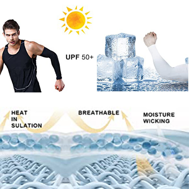 UPF 50 ghetta per collo in seta di ghiaccio e protezione per guida all'aperto maniche di raffreddamento UV manicotto per braccio da ciclismo