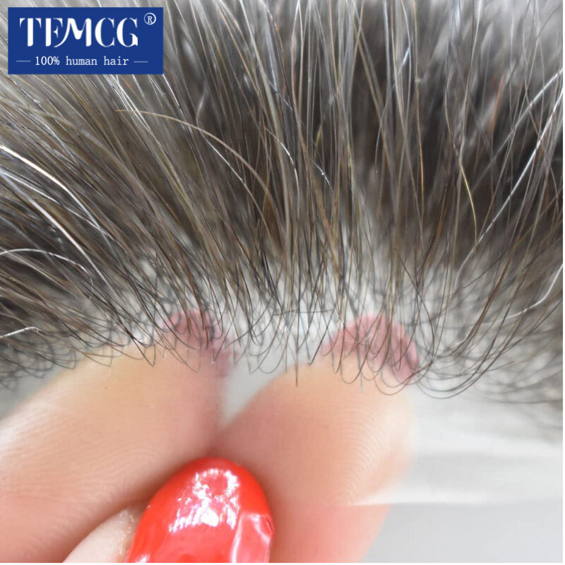 Мужской парик Toupee с двойными узлами 0,08 мм из искусственной кожи более прочный мужской протез волос 6 '100% натуральные человеческие волосы парики для мужчин система волос