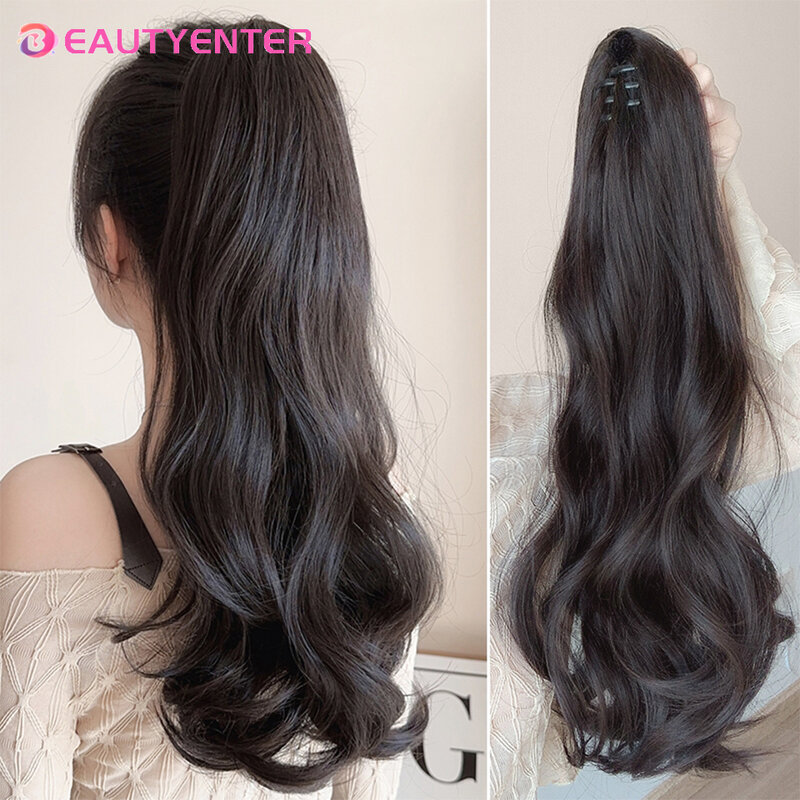 BEAUTYENTER Synthetic Long Curly Hair Band With Grab Clip Ponytail Wig Curly Hair False Ponytail Fluffy Hair Can Be Braided