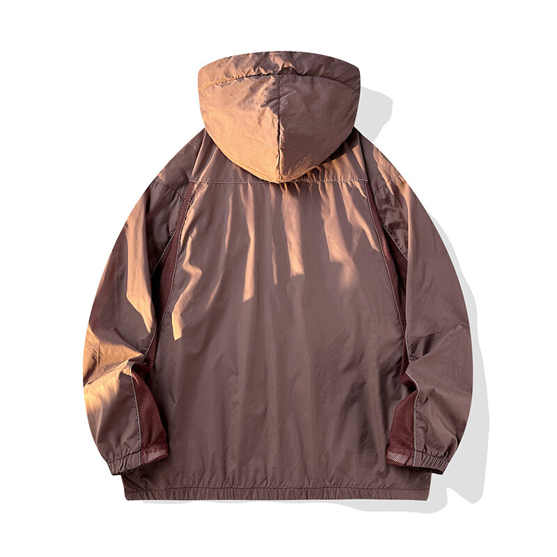Giacca estiva con cappuccio da uomo protezione solare UV abbigliamento pesca caccia abbigliamento impermeabile Quick Dry Skin giacca a vento vestibilità ampia