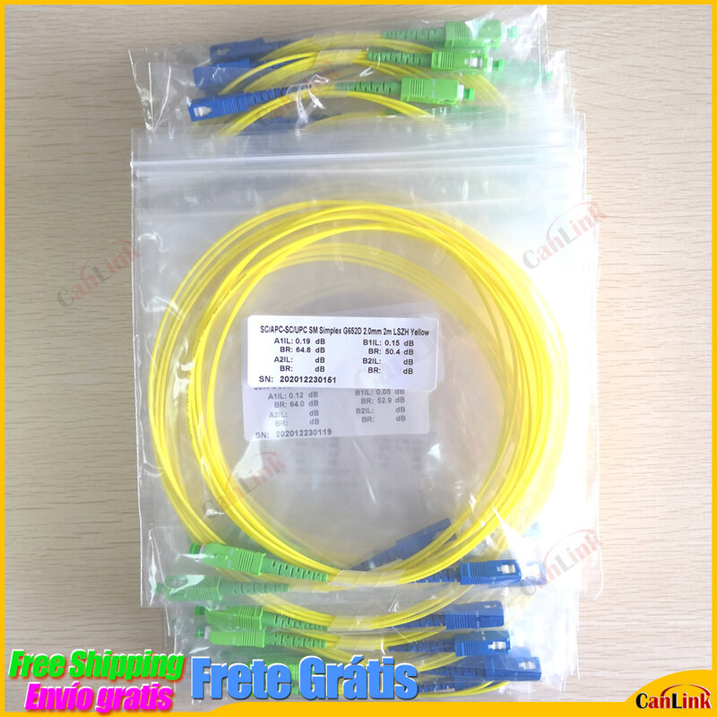 SC APC-SC UPC 심플렉스 SM LSZH 광섬유 패치 코드 케이블, 광섬유 점퍼, 1m, 2.0mm, 3.0mm, 배치 당 10 개
