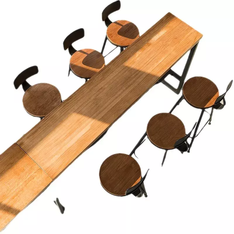 Mesa de barra de madeira maciça americana para casa, varanda simples parede janela longa mesa, mesa de barra alta estreita e cadeiras, DD9013-820