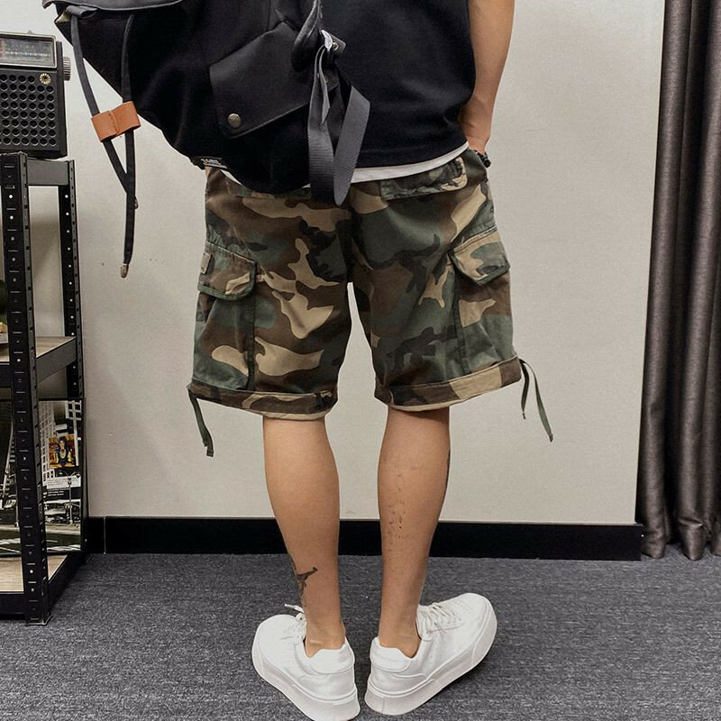 Pantaloncini di grandi dimensioni uomo estate lavato retrò Multi tasca Camouflage corto al ginocchio pantaloncini Casual maschili per uomo spedizione gratuita