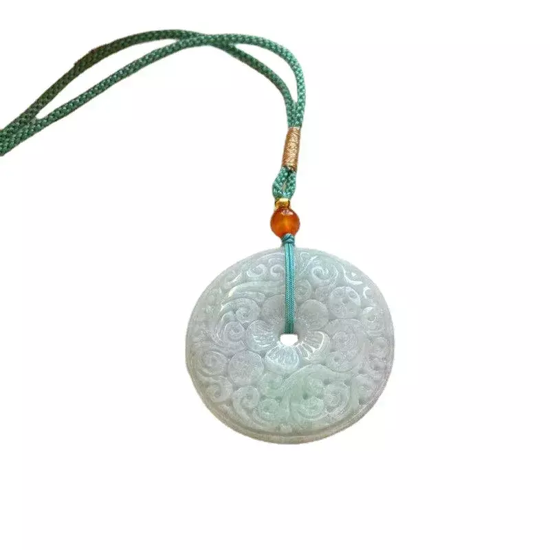 Myanmar A- Level Jade Flowers Bloom and Wealth Safety Buckle Pendant