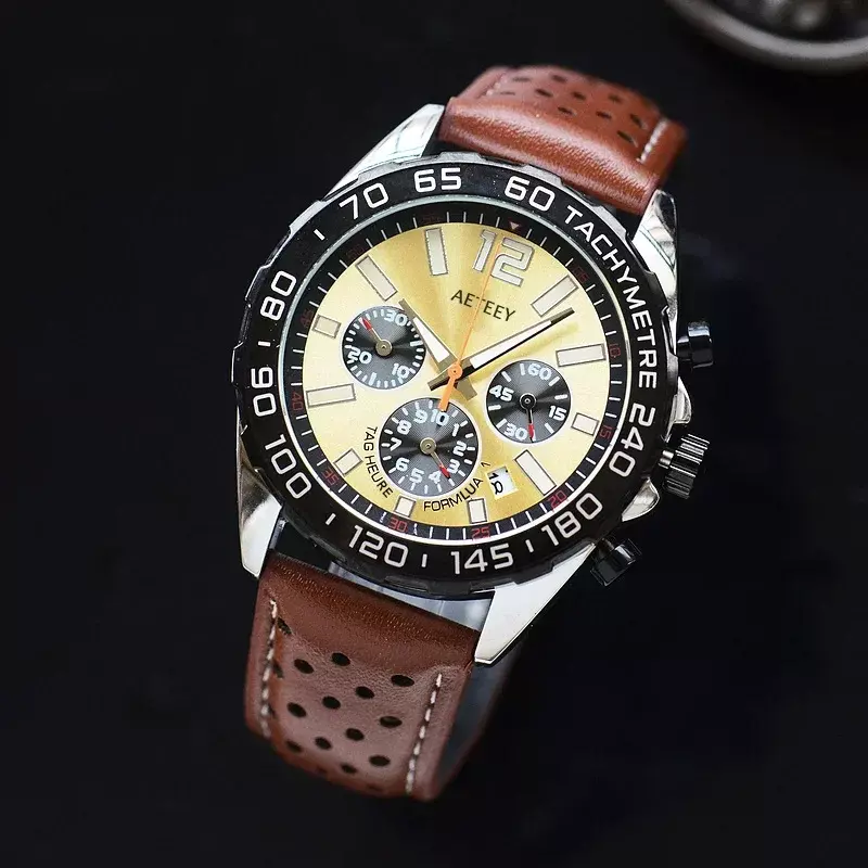 Najlepiej sprzedające się oryginalne markowe luksusowe męskie zegarki na rękę z automatyczną z chronografem na pasku ze skóry i kwarcu wodoodporne zegary AAA